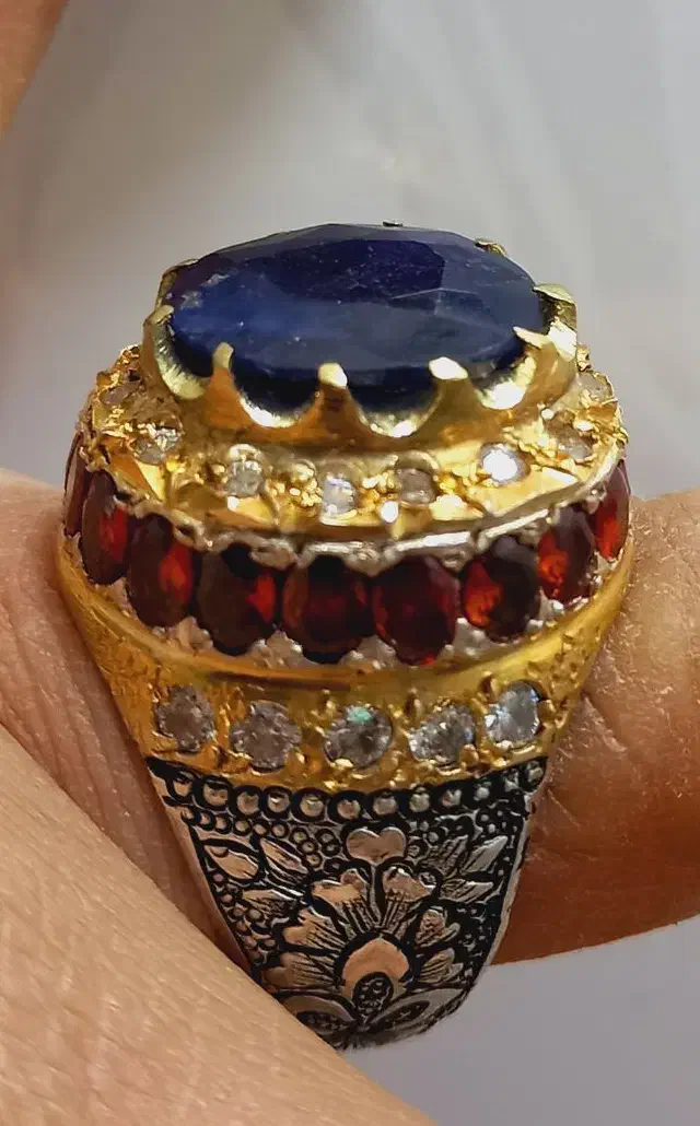 انگشتر نقره یاقوت سرخ و کبود معدنی اصل آفریقا|جواهرات|مشهد, طبرسی شمالی|دیوار