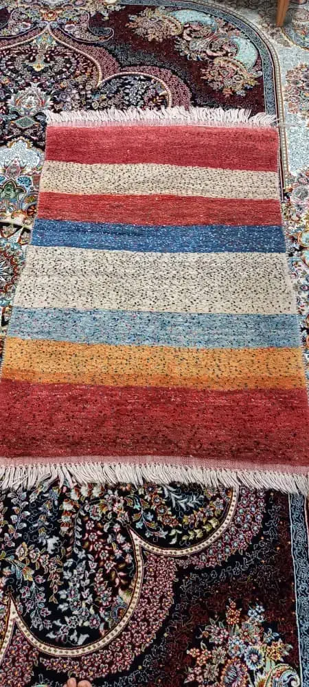 قالیچه پشمی دستباف طرح مدرن راه راه|فرش|شیراز, بریجستون|دیوار