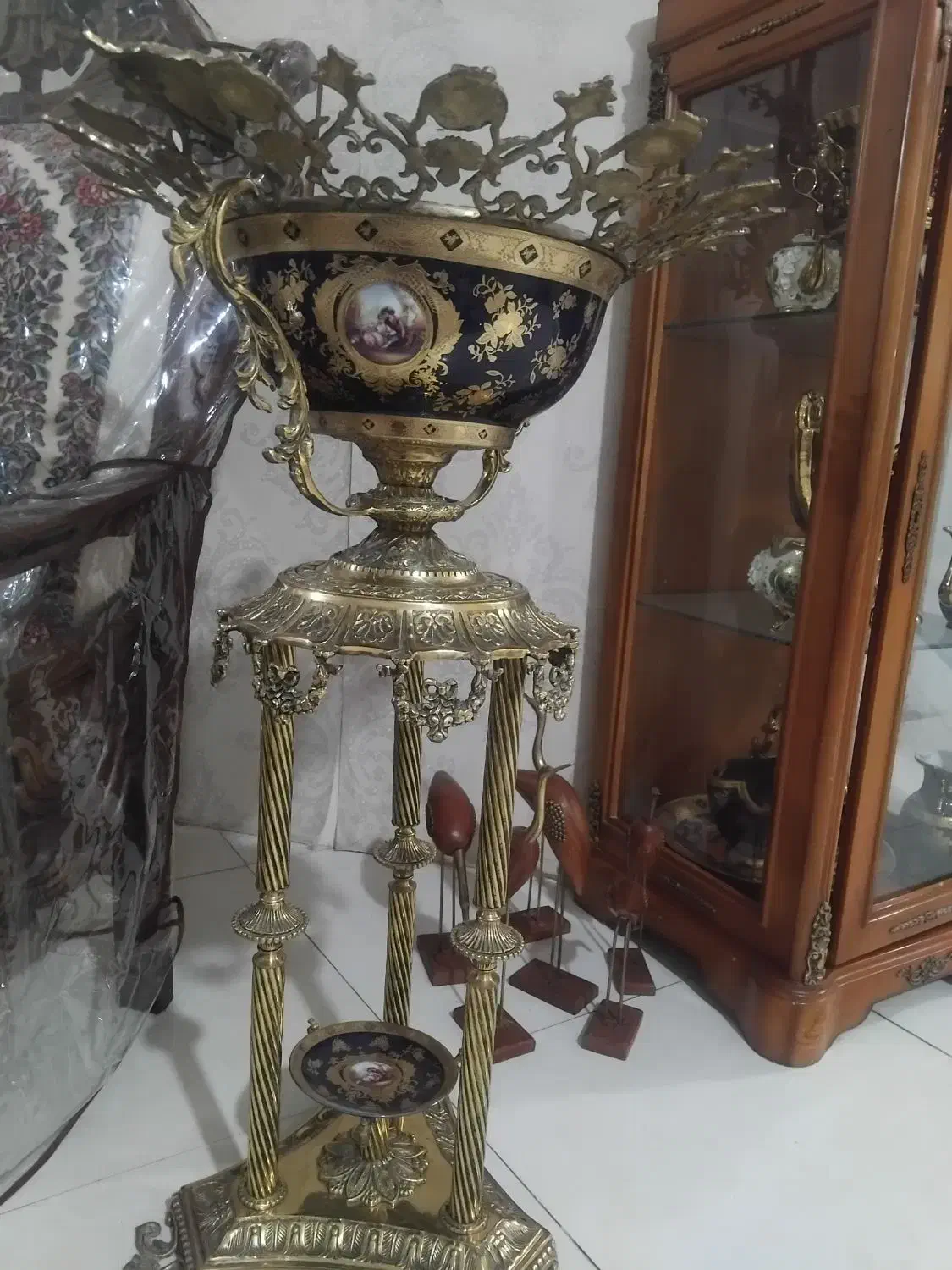 پایه برنجی دو عدد و دیس قلم ابی|کلکسیون اشیاء عتیقه|مشهد, آزادشهر|دیوار