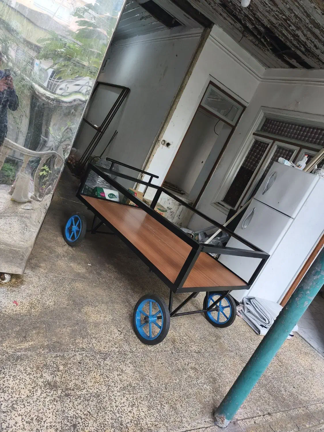 گاری دستی نبشی ۴سنگین چوب mdf|ابزارآلات|رشت, بازار|دیوار