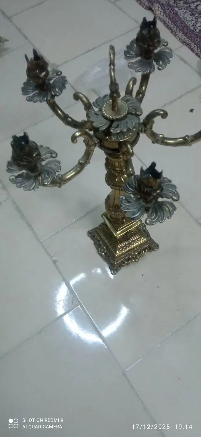 لوستر شمعدان برنزی برنجی|لوستر و چراغ آویز|مشهد, طلاب|دیوار