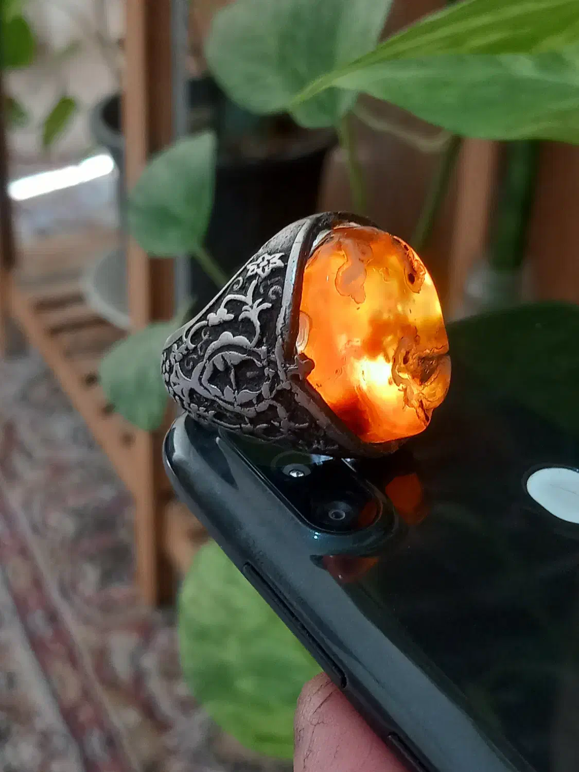 انگشتر عقیق عثمانی رکاب نقره سنگین وزن|کلکسیون اشیاء عتیقه|تاکستان, |دیوار