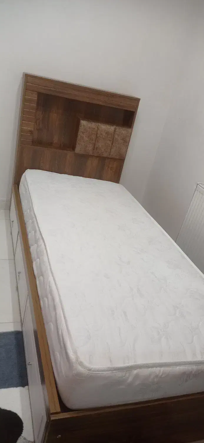 تخت یکنفره سه کشو با تشک طبی فنری رویال|تخت و سرویس خواب|باغستان, |دیوار