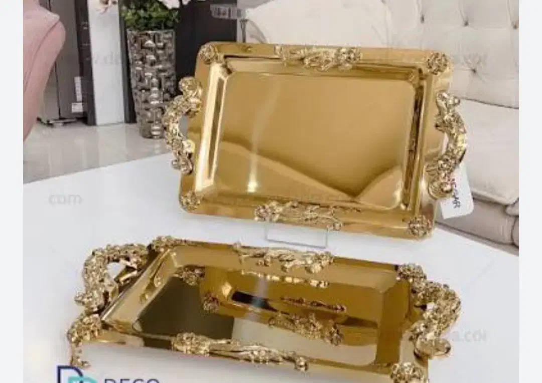 یه جفت سینی طلایی نونو|ظروف سرو و پذیرایی|محمدیه-قزوین, |دیوار