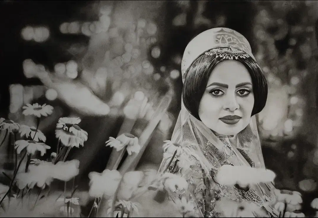 طراحی چهره سیاه قلم و مدادرنگی|تابلو، نقاشی، عکس|مرودشت, ابوذر جنوبی|دیوار