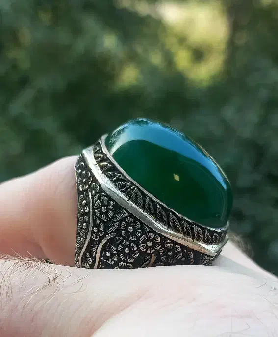 انگشتر عقیق سبز فاخر رکاب قلم|جواهرات|قائم‌شهر, |دیوار