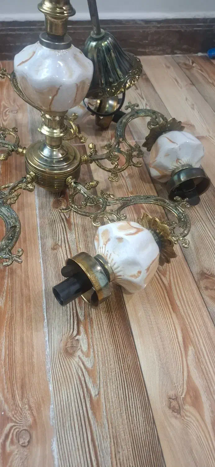 لوستر سنتی 5شاخه. جنس برنز|لوستر و چراغ آویز|گرمدره, |دیوار