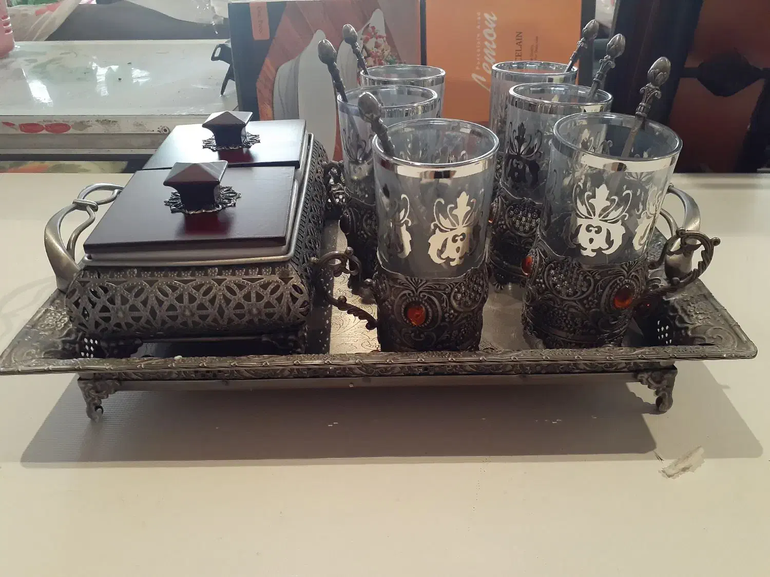 سرویس چای خوری پیوتر کاملا نو مناسب جهیزیه|ظروف سرو و پذیرایی|پیر بکران, |دیوار