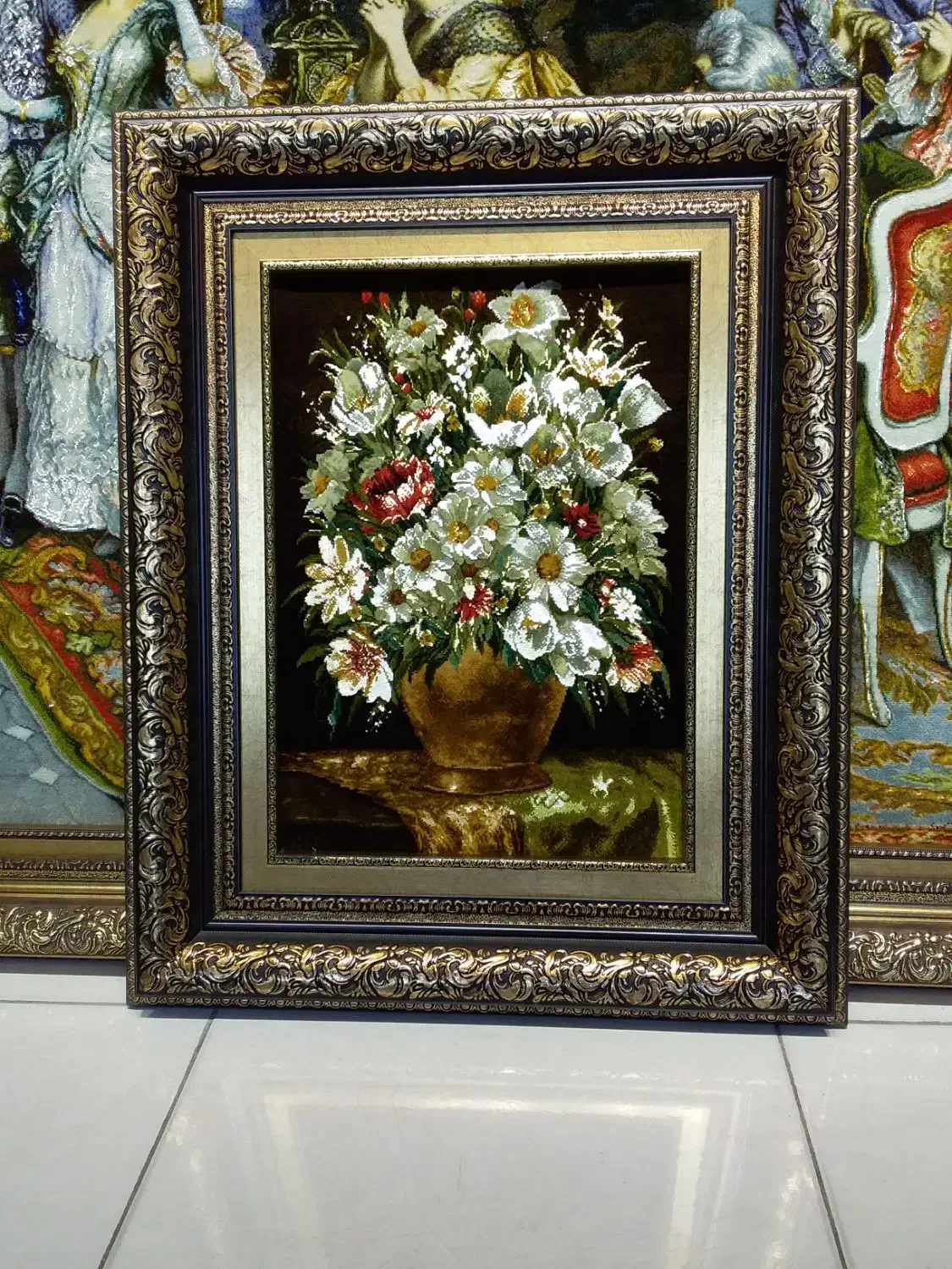 تابلو فرش گل وگلدان  بابونه|تابلو فرش|تهران, علم و صنعت|دیوار