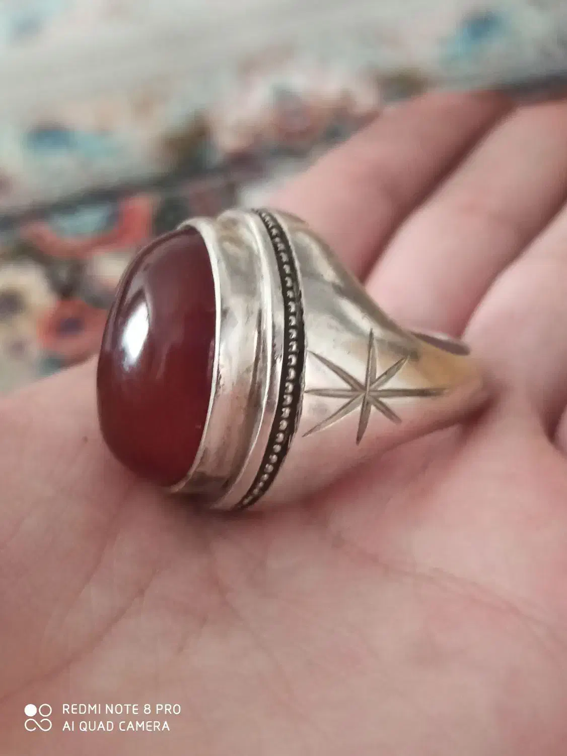 انگشتر نقره جفت با یک عدد عقیق|جواهرات|سنندج, |دیوار