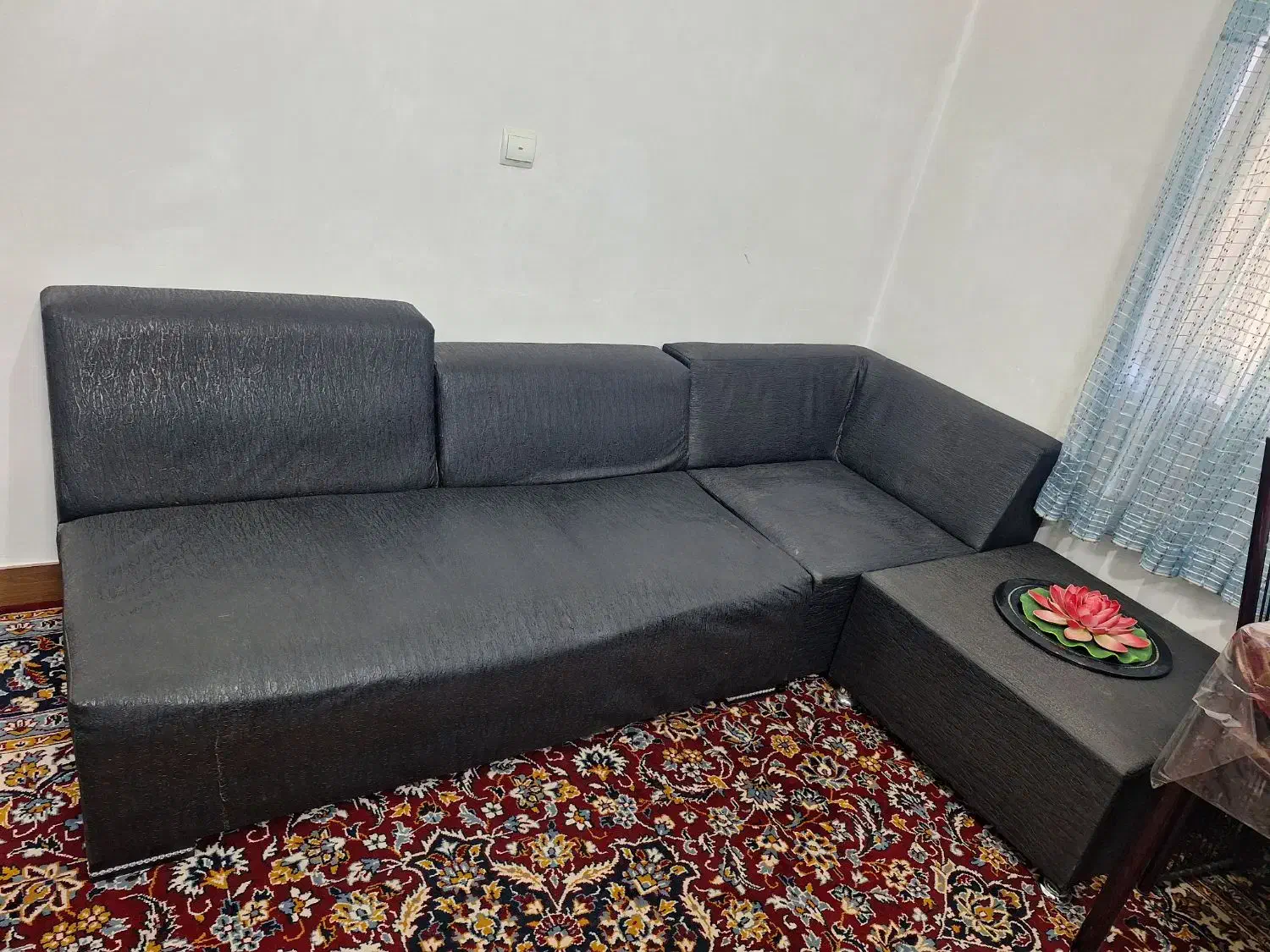 مبل طرح ال روکش چرمی|مبلمان خانگی و میز عسلی|سمنان, |دیوار