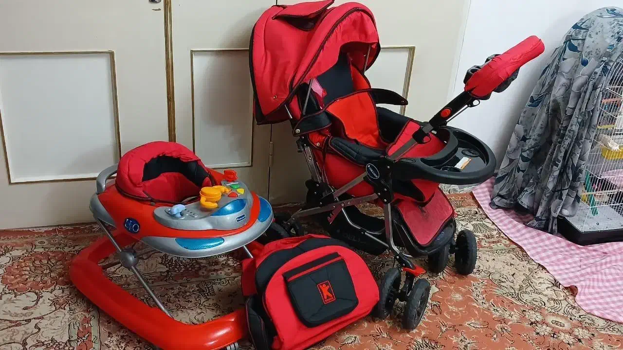 فروش ست کالسکه و روروئک و کیف در حد نو|کالسکه و لوازم جانبی|اسکو, |دیوار