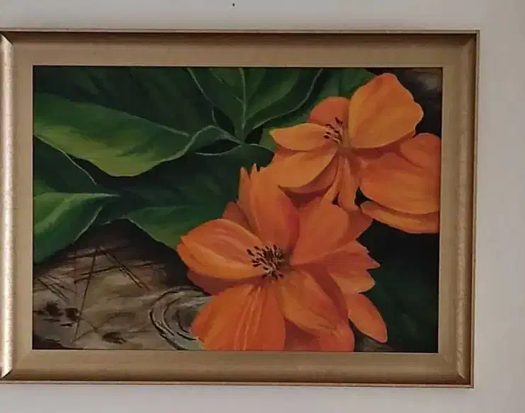 تابلو نقاشی گل لادن نارنجی|تابلو، نقاشی، عکس|تهران, آسمان|دیوار