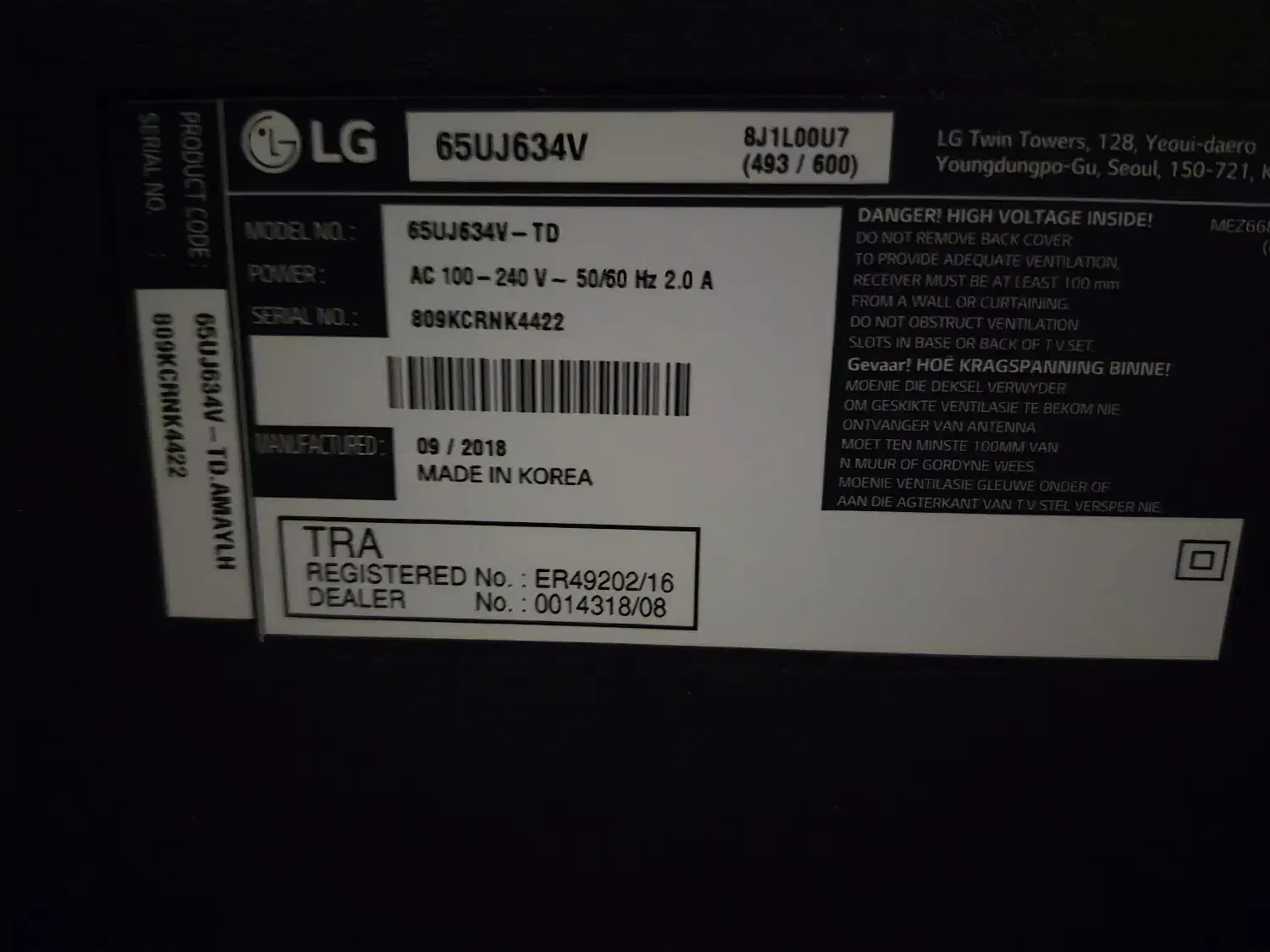 تلوزیون ال ای دی 4k ال جی پنل شکسته|تلویزیون و پروژکتور|اندیشه, اندیشه فاز ۱|دیوار