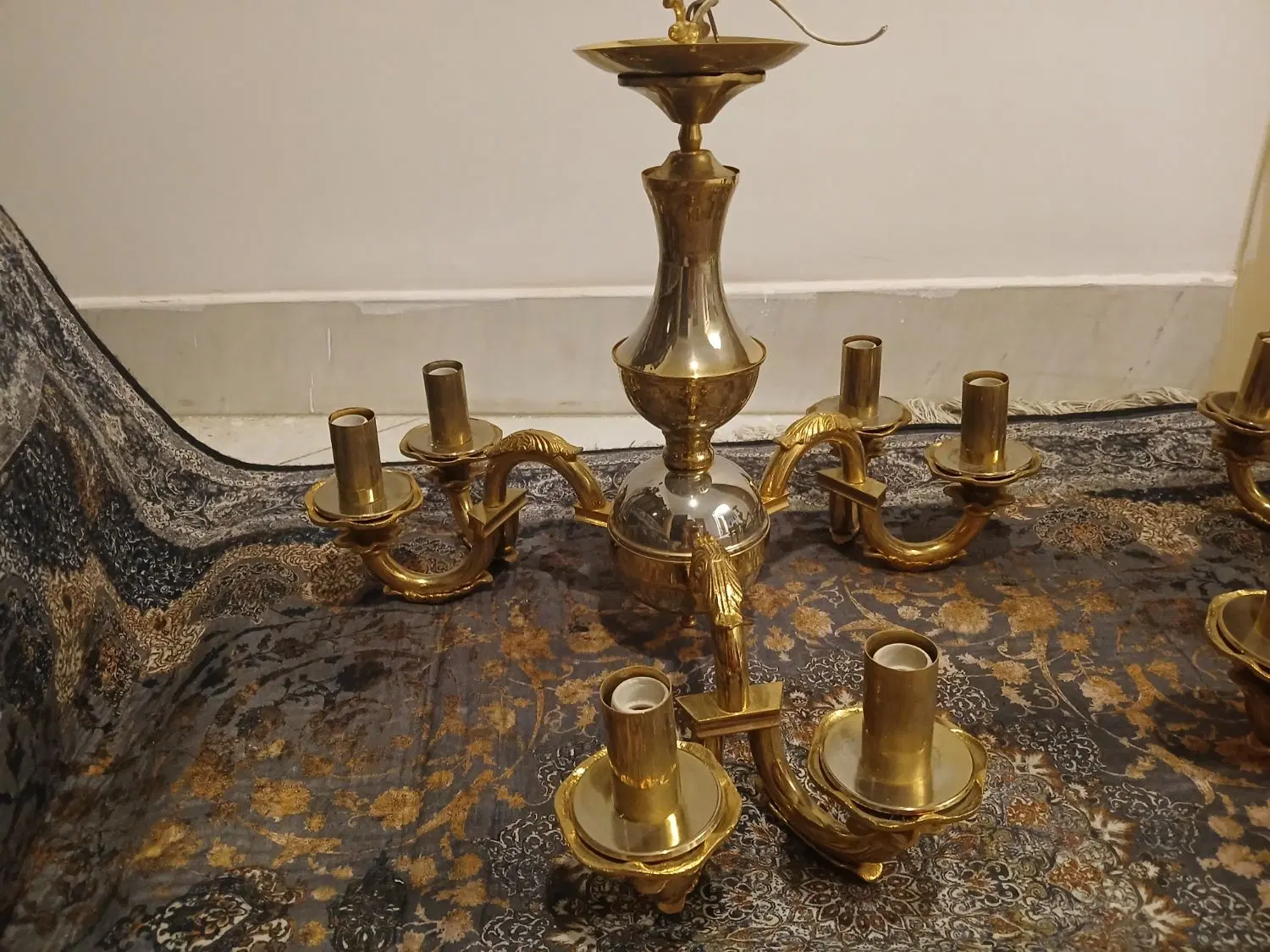 لوستر آب طلای برنجی|لوستر و چراغ آویز|اصفهان, جوزدان الیادران|دیوار