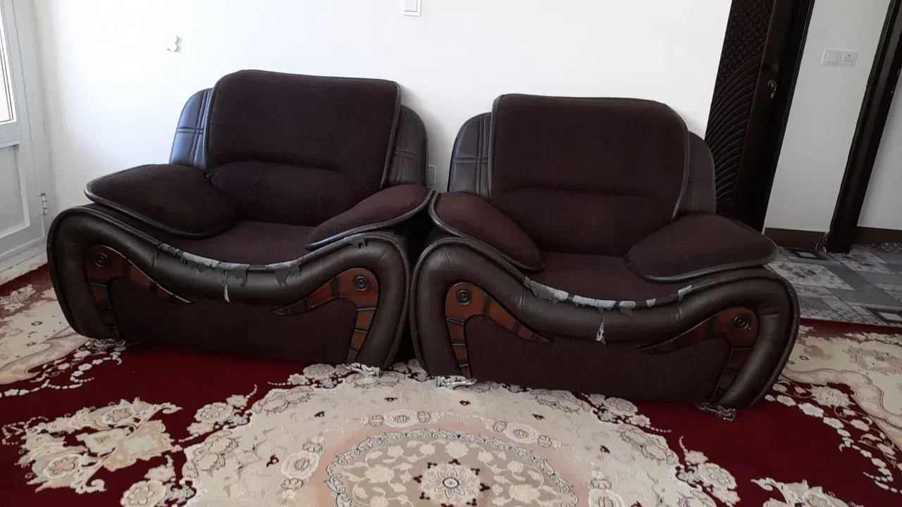 مبل هفت نفره چرم|مبلمان خانگی و میز عسلی|دهاقان, |دیوار