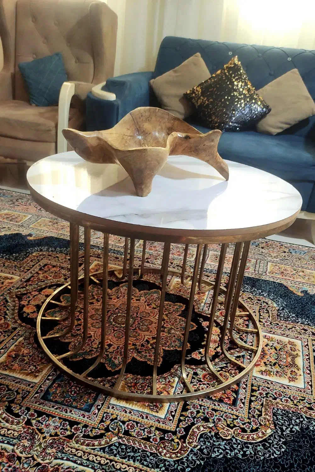 میز عسلی و جلو مبلی ۴ تیکه استیل طلایی|مبلمان خانگی و میز عسلی|ساری, |دیوار