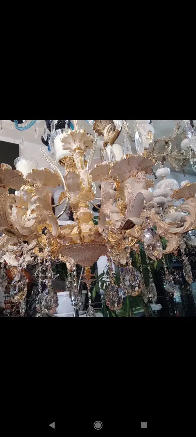 لوستر شاخه آرامیس سفید طلا بیست شعله|لوستر و چراغ آویز|تبریز, |دیوار