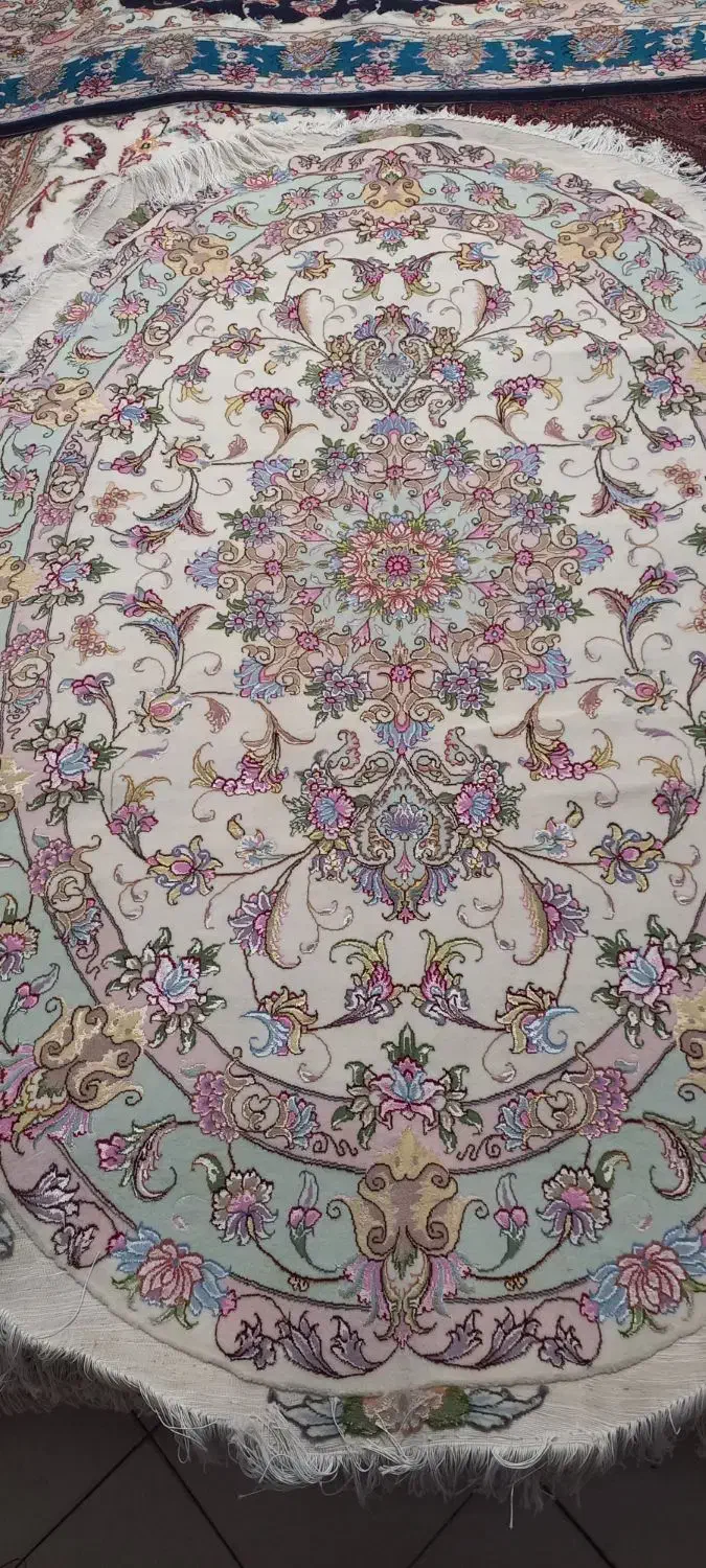 قالیچه دستبافت بیضی (۱/۵×۲) رج ۵۰ بافت تبریز|فرش|تبریز, |دیوار