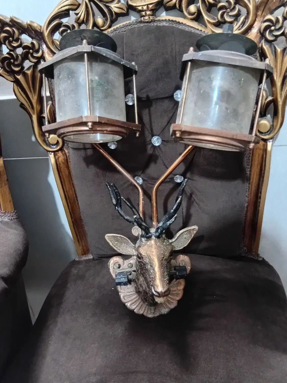 لوستر گازی دیواری قدیمی جنس برنج|لوستر و چراغ آویز|اصفهان, دارک|دیوار