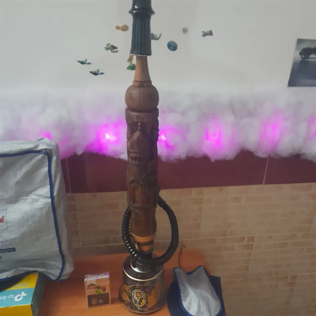 قلیان کامل چوب گردو نوطعم ن درجه یک رخ دار سهبعد|زیورآلات و اکسسوری|شاهرود, |دیوار