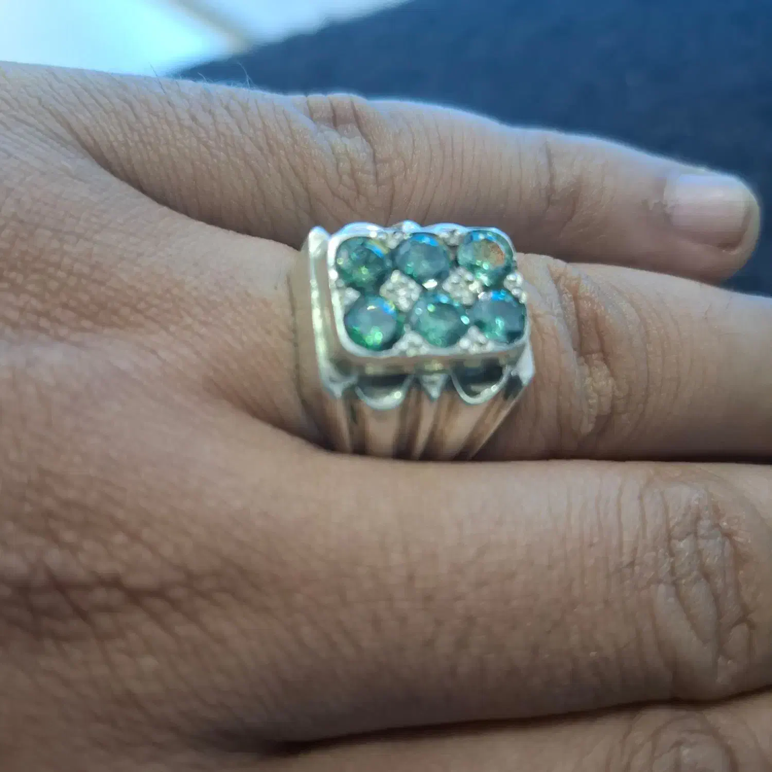 انگشتر موزونایت شش سنگ پایه سجادی|جواهرات|کرمانشاه, |دیوار