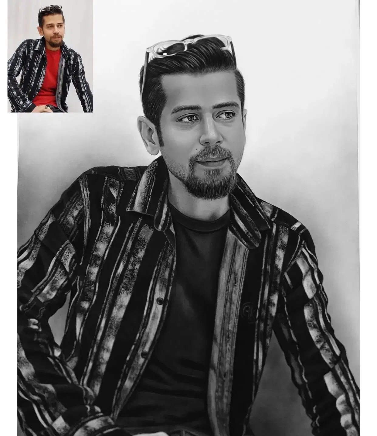 تابلونقاشی سیاه قلم چهره،رنگ روغن،مدارنگی دکوراتیو|تابلو، نقاشی، عکس|قم, آزادگان|دیوار