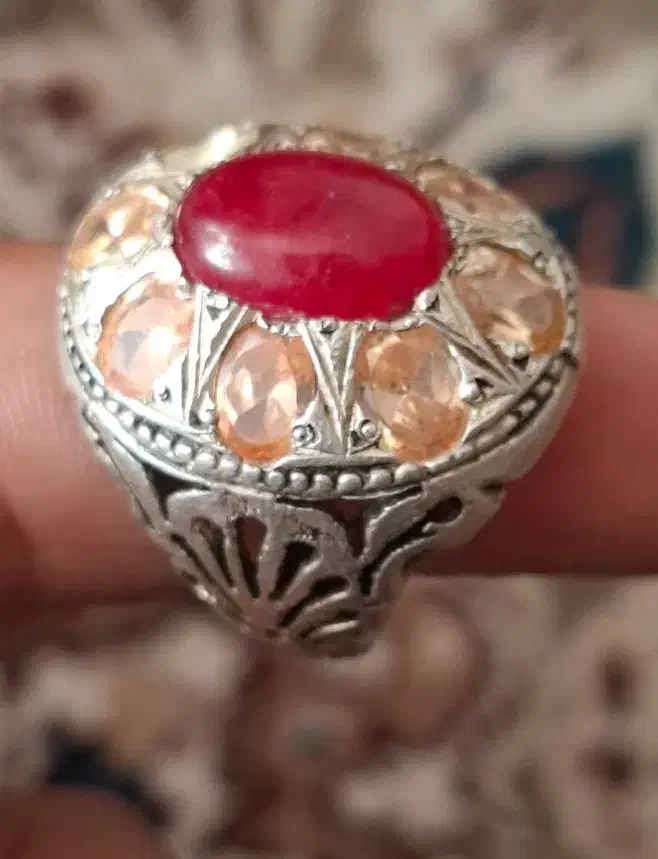 انگشتر جواهری سیترین یاقوت کهنه دستساز معاوضه دارم|جواهرات|اصفهان, طاحونه|دیوار