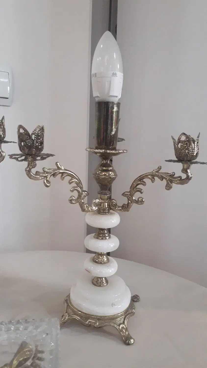 شمعدان برنز و مرمر قدیمی|لوستر و چراغ آویز|تهران, مجیدآباد|دیوار