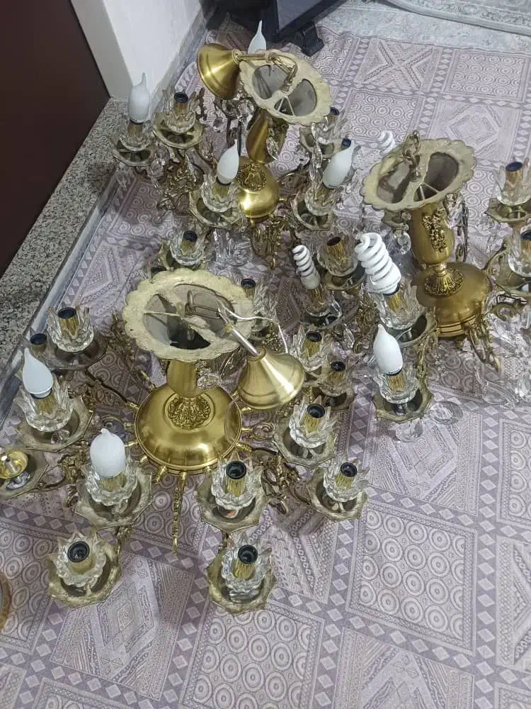 ۳عدد لوستر برنجی|لوستر و چراغ آویز|ری, سیزده آبان|دیوار