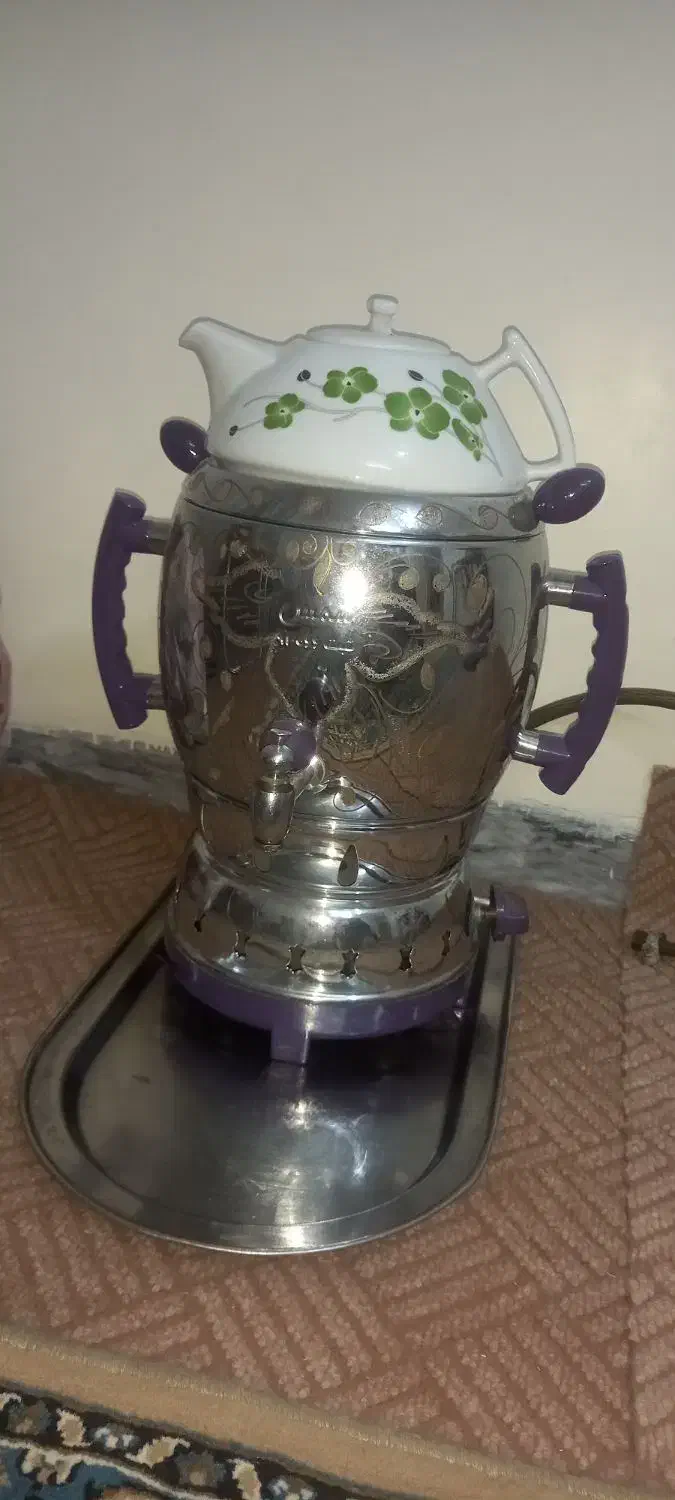 سماور+قوری چینی+سینی سماور نو|سماور، چای‌ساز، قهوه‌ساز|خمینی‌شهر, |دیوار