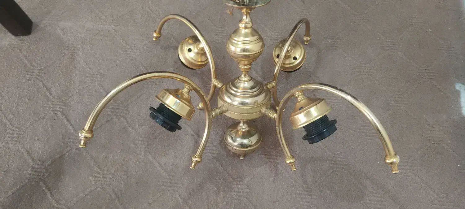 لوستر برنجی 4 شعله|لوستر و چراغ آویز|رودسر, |دیوار