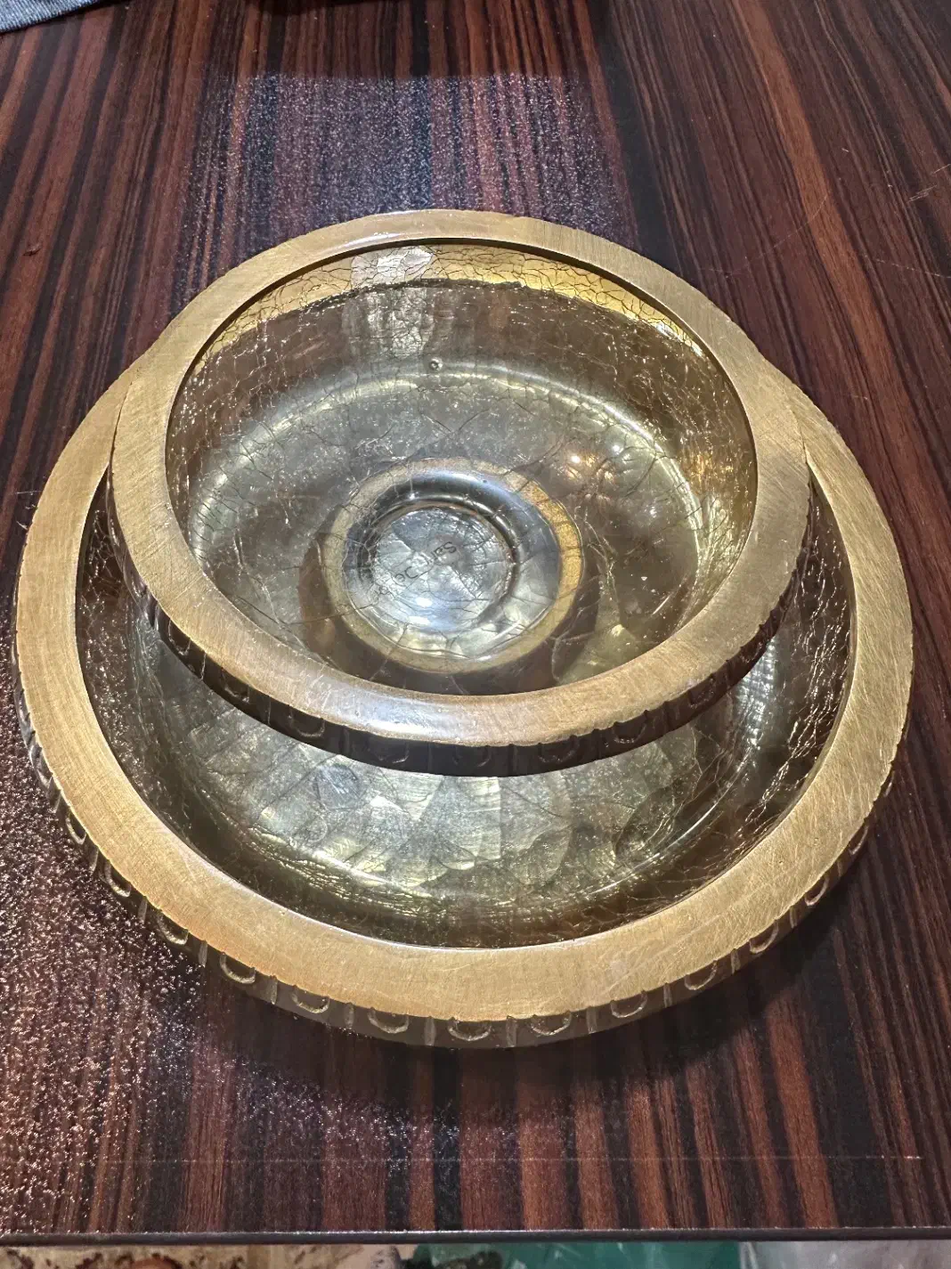 پیشدستی پیاله کریستال برنجی|ظروف سرو و پذیرایی|تهران, گلستان (شهرک راه آهن)|دیوار