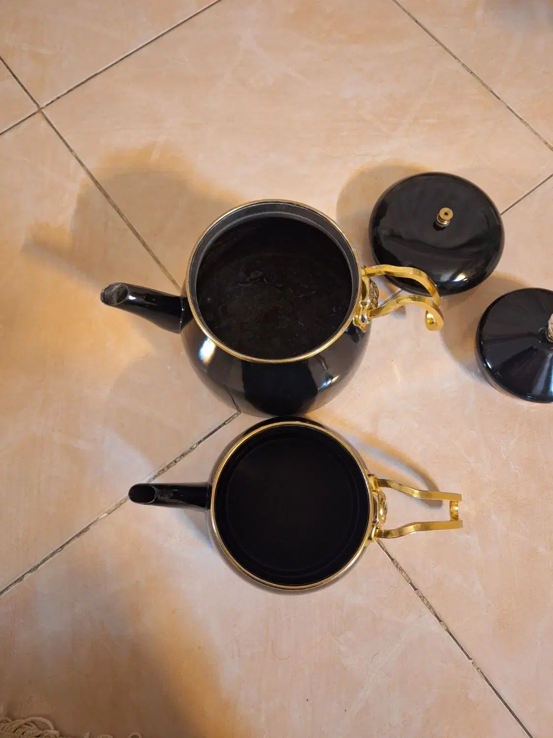 کتری قوری لعابی ترکیه ای کاملا سالم درحد نو|قوری، کتری، قهوهساز دستی|ورامین, ورامین|دیوار