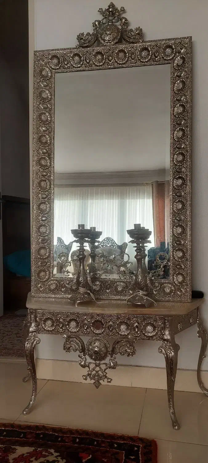 آینه و شمعدان برنز|آینه|تبریز, |دیوار