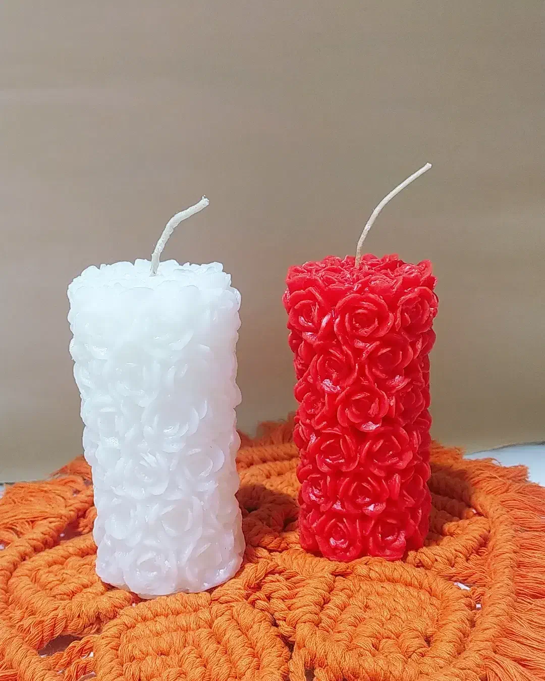 شمع استوانه گلدار|صنایع دستی و سایر لوازم تزئینی|ساری, |دیوار