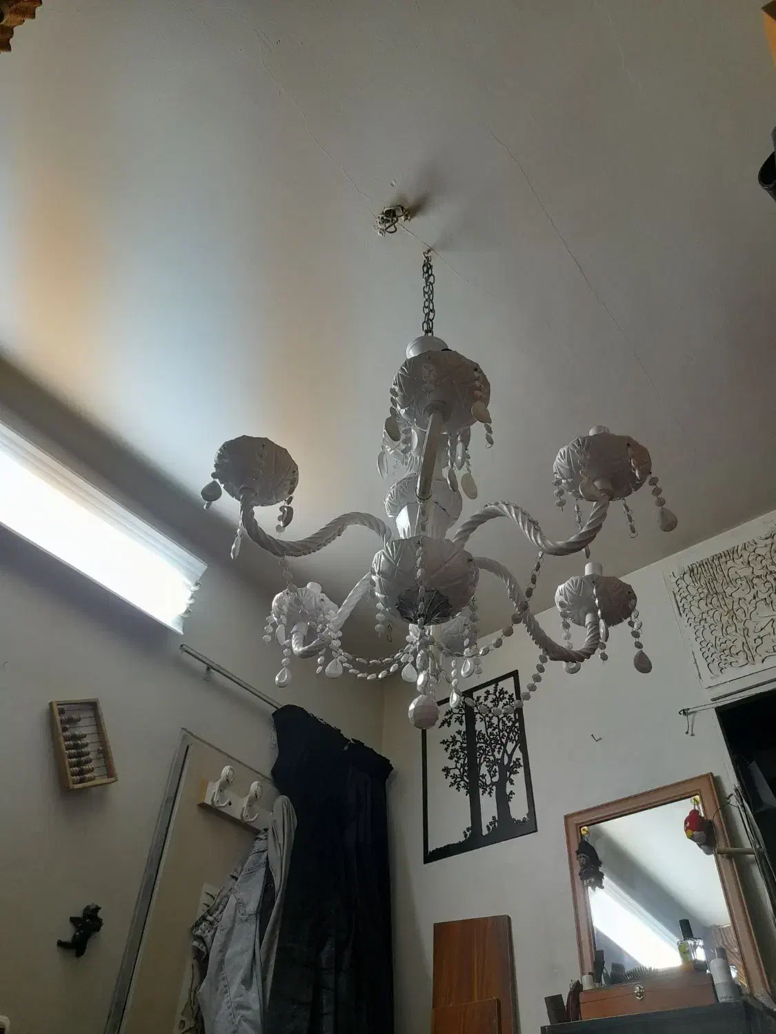 لوستر کریستالی سفید|لوستر و چراغ آویز|تهران, مجیدیه|دیوار