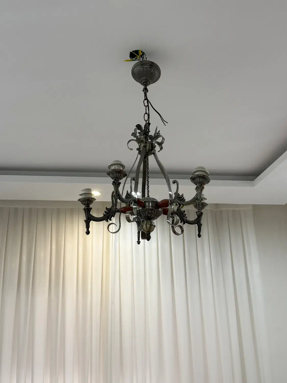 لوستر ۵ شاخه برنزی|لوستر و چراغ آویز|مشهد, فرهنگ|دیوار