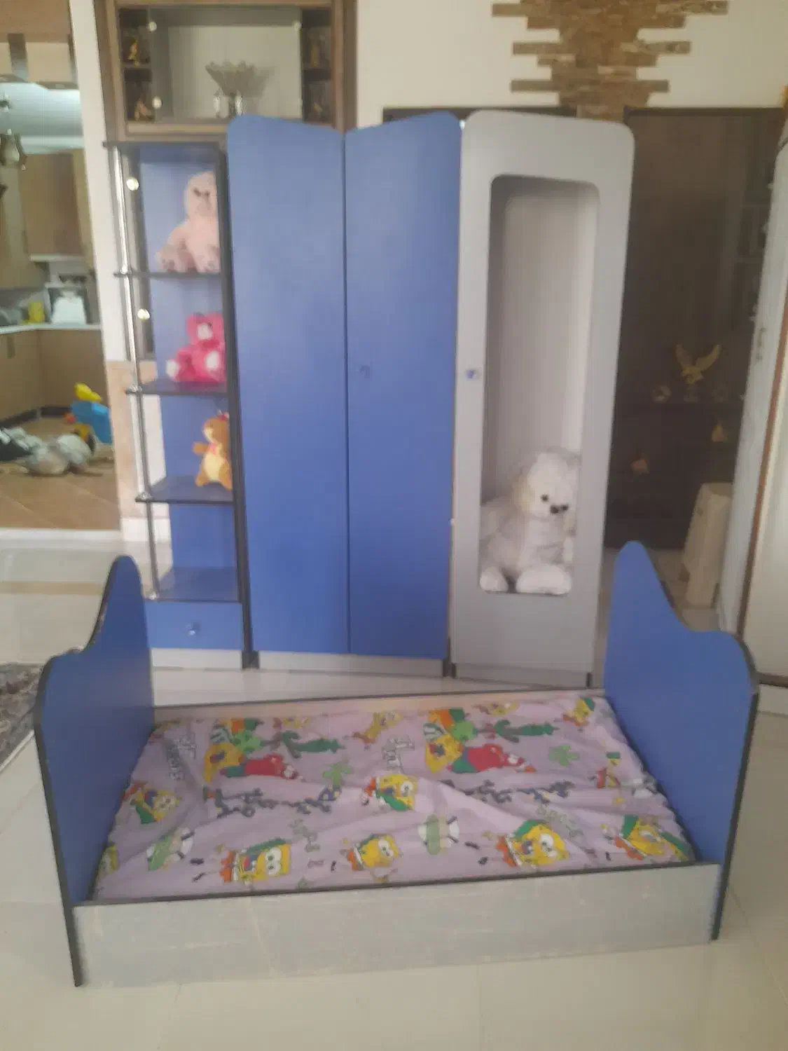 تخت و کمد بچه، تشک ،در حد نو|تخت و سرویس خواب|آران و بیدگل, |دیوار