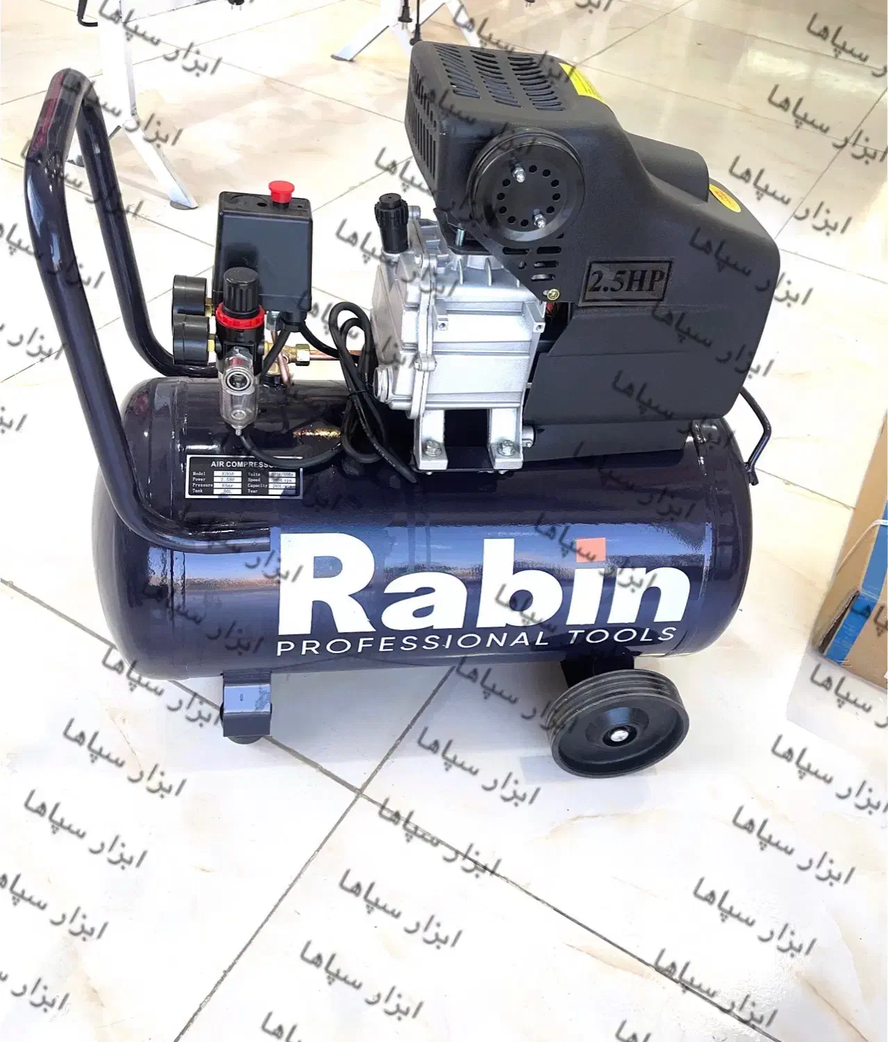 پمپ کمپرسور باد ۵۰ لیتر روغنی رابین/ مس با گارانتی|ابزارآلات|اصفهان, مارچین|دیوار