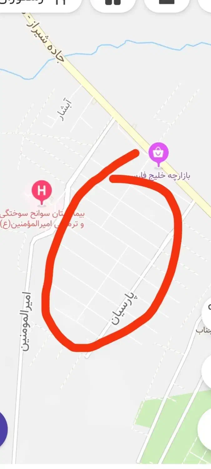 فروش زمین ۱۰۰۰ متری در انجیره|فروش زمین و ملک کلنگی|شیراز, انجیره|دیوار