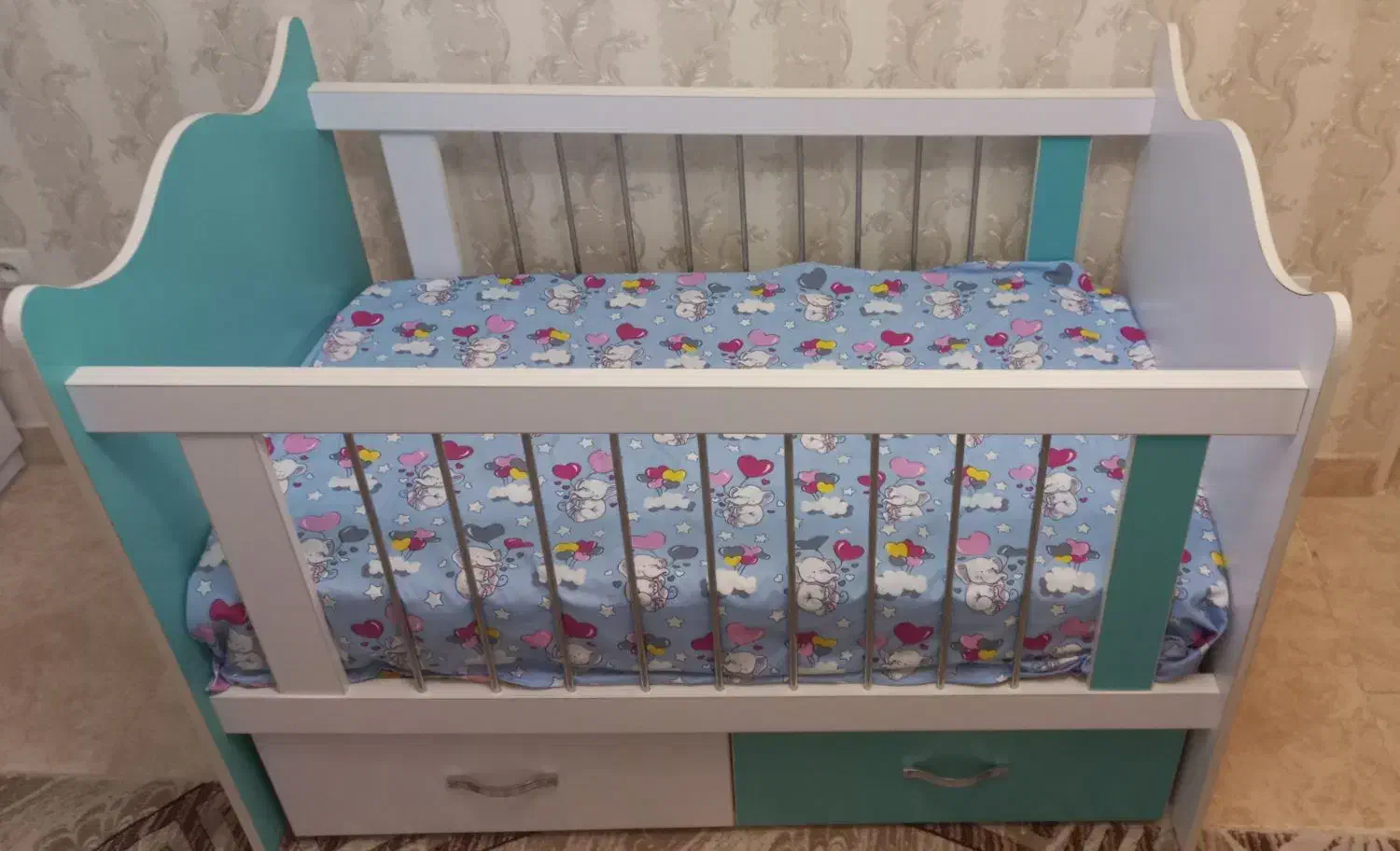 تخت گهواری کودک با تشک رویال|تخت و سرویس خواب|آستارا, |دیوار