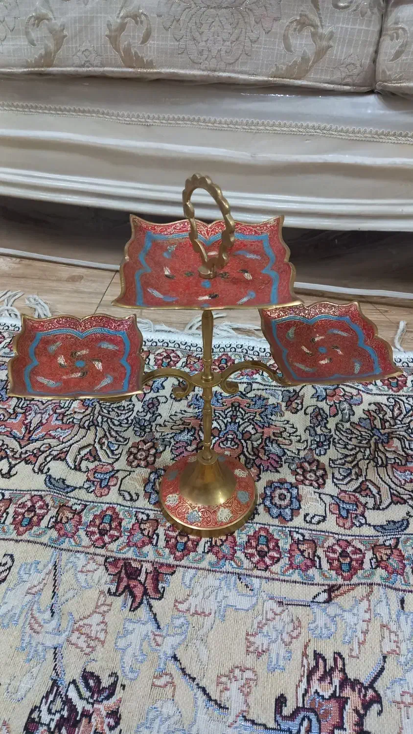 ظرف برنز هندی میناکاری خیلی زیبا قدیمی|کلکسیون اشیاء عتیقه|خرمآباد, |دیوار