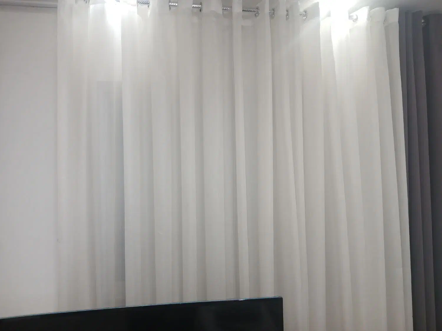 دوعددپرده بادوتادکوری رنگ طوسی|پرده، رانر، رومیزی|رشت, حمیدیان|دیوار