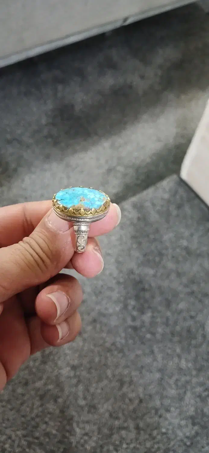 انگشتر فیروزه نقره اصل|بدلیجات|دزفول, |دیوار