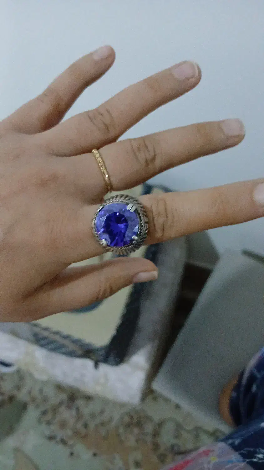 انگشتر رکاب نقره با سنگ شیشه|جواهرات|قم, صفاشهر|دیوار