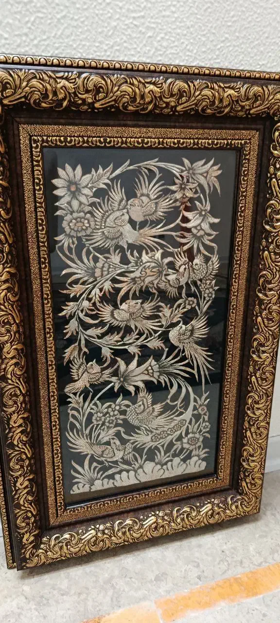 تابلو قلم زنی گل و مرغ|تابلو، نقاشی، عکس|شاهین‌شهر, سعدی جنوبی|دیوار