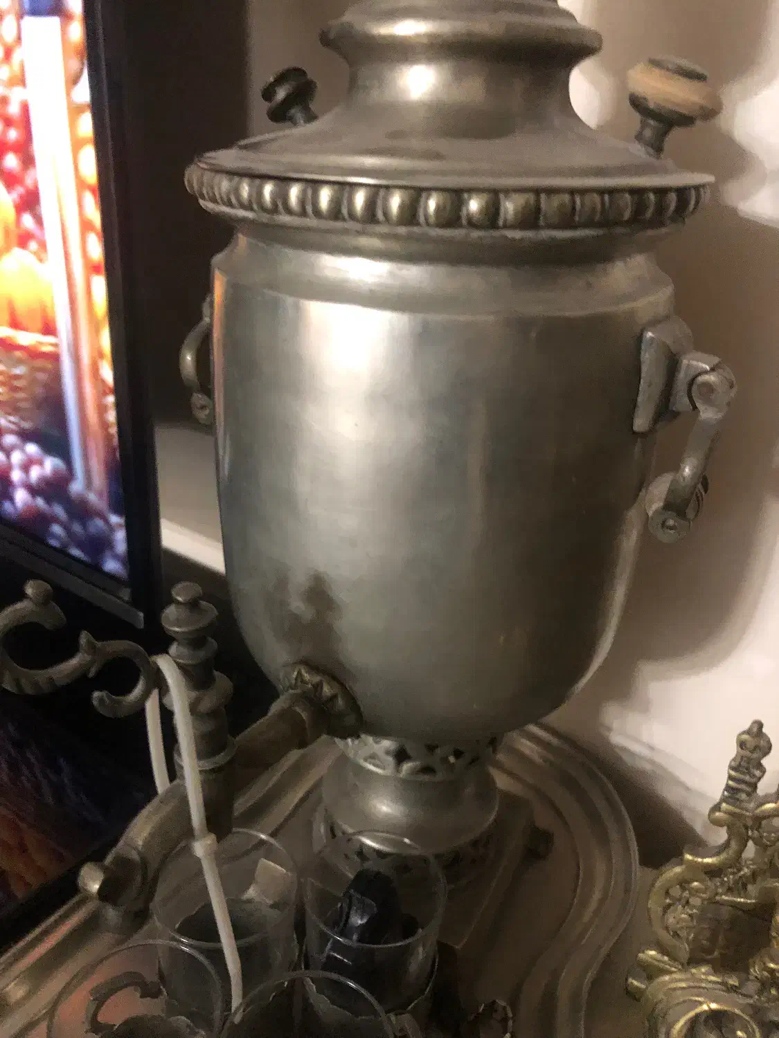 سماور ورشو خیلی قدیمی با چنتا وسایل قدیمی|کلکسیون اشیاء عتیقه|شاهدشهر, |دیوار