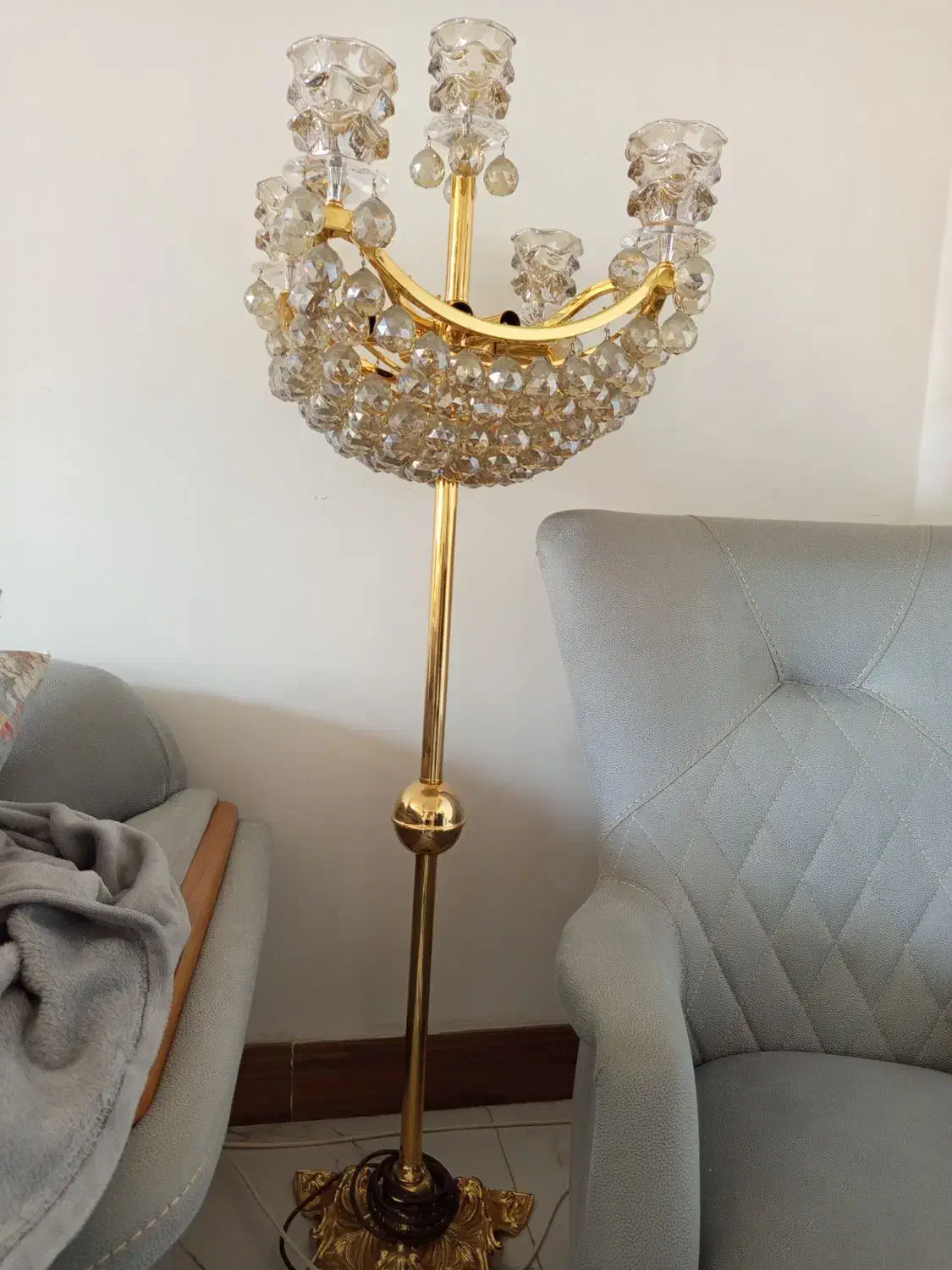 آباژور ۱۳ شعله آبکاری طلا|چراغ خواب و آباژور|گلپایگان, |دیوار