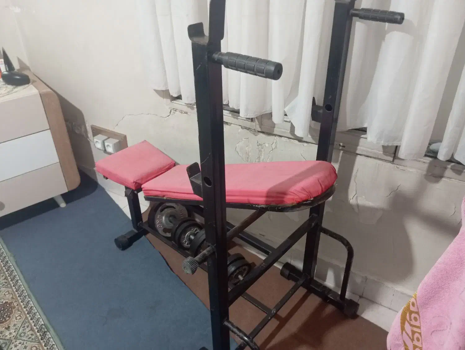 میز پرس سینه با وزنه و هالتر ، و وزنه جلو بازو|تجهیزات ورزشی|تهران, جوادیه|دیوار